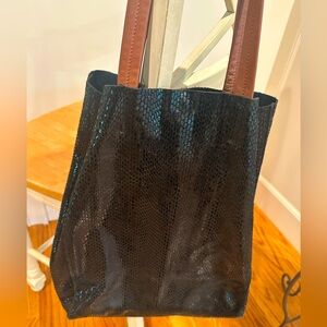 Sorial New York black snake embossed leather shoulder bag